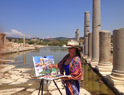 Anna painting at Patara ruins