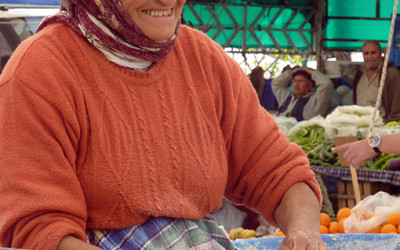 woman making pancakes at Turkish Market