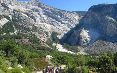 Group of Holiday Makers Walking Lycian Way in Turkey